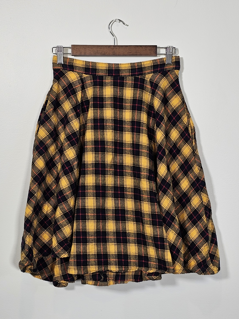 Sourpuss Yellow Red Navy Plaid Skirt Sz S